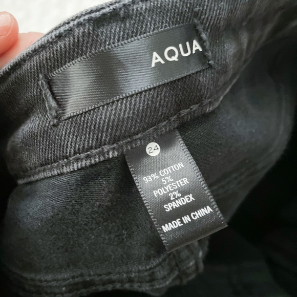 NWT-AQUA Glitter Side Striped Black Frayed Jeans - Picture 10 of 12